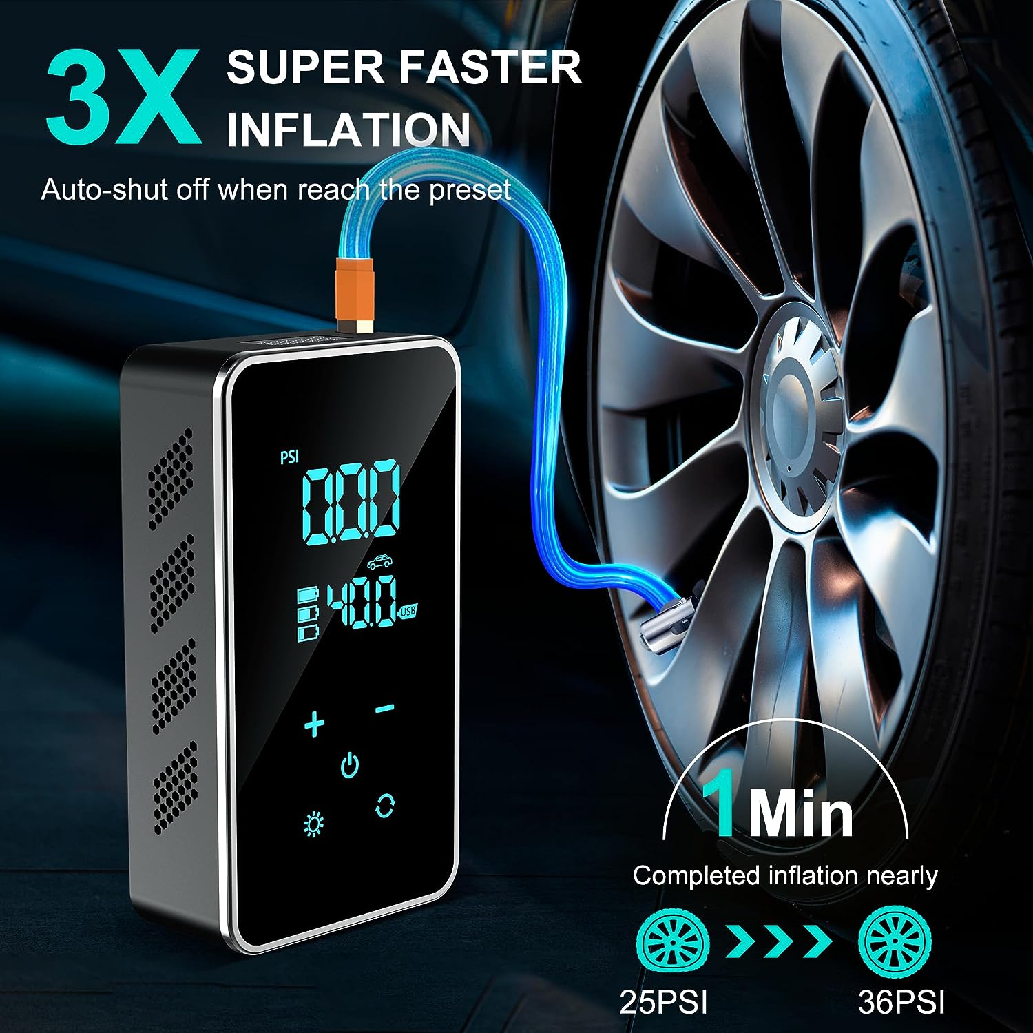 Prilotte Tire Inflator Portable 18000mAh YX15 Pro Max